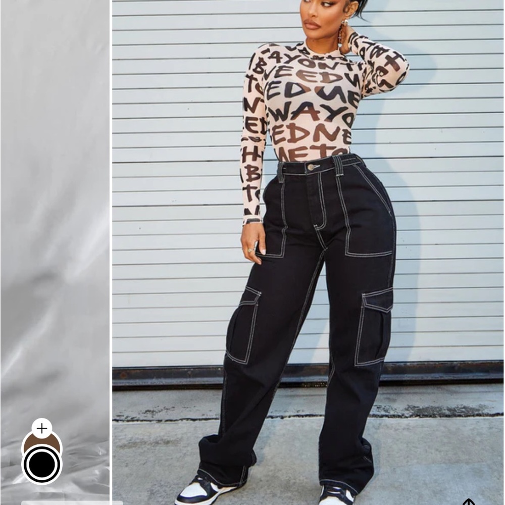 Fashion Nova Stylish Black Womens Cargo Pants